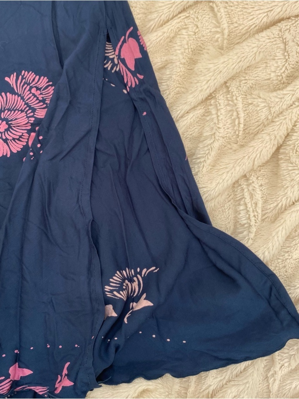NWT O'Neill floral ruffle midi skirt navy/pink Sz M - Picture 5 of 8